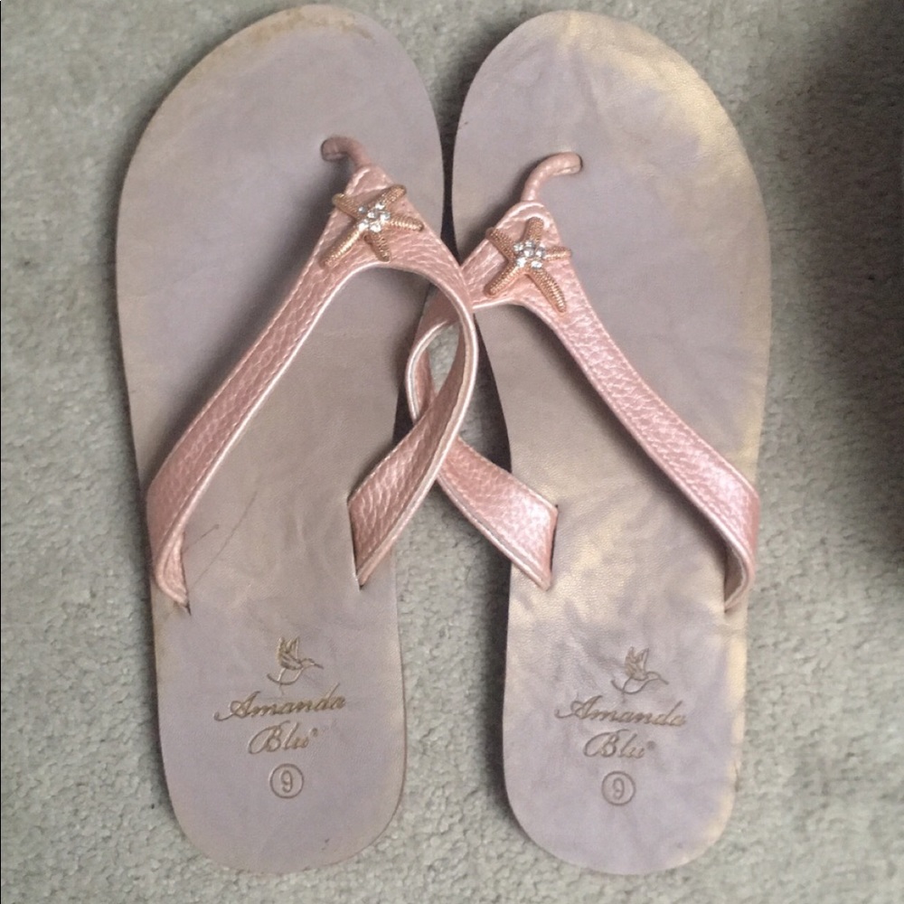 Pink Starfish flip flops